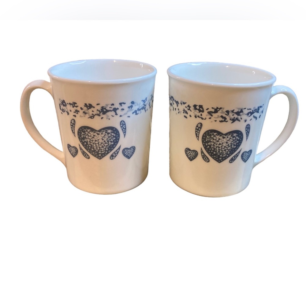 Corelle Blue Hearts coffee mugs set of 2